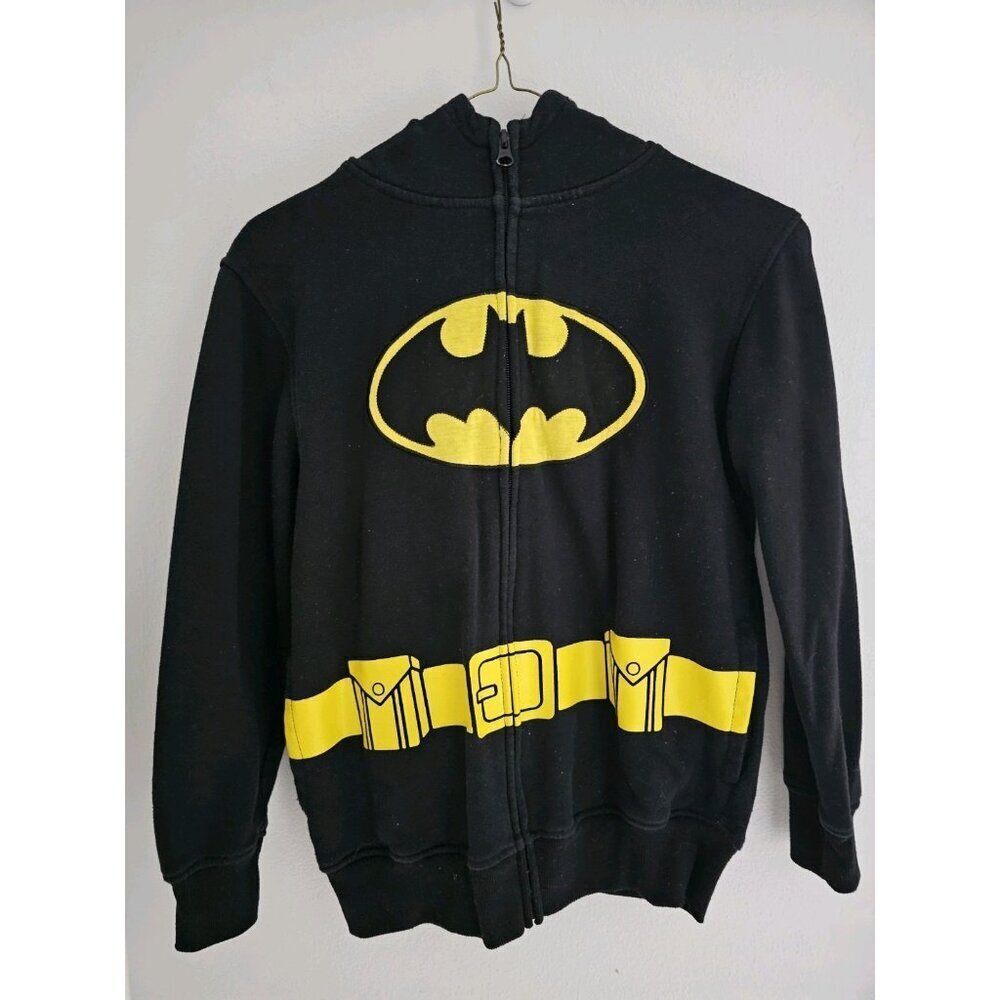 Batman Hoodie With Eye Mask - Kids Large 10/12- Black Full Zip Hoodie DC Comics